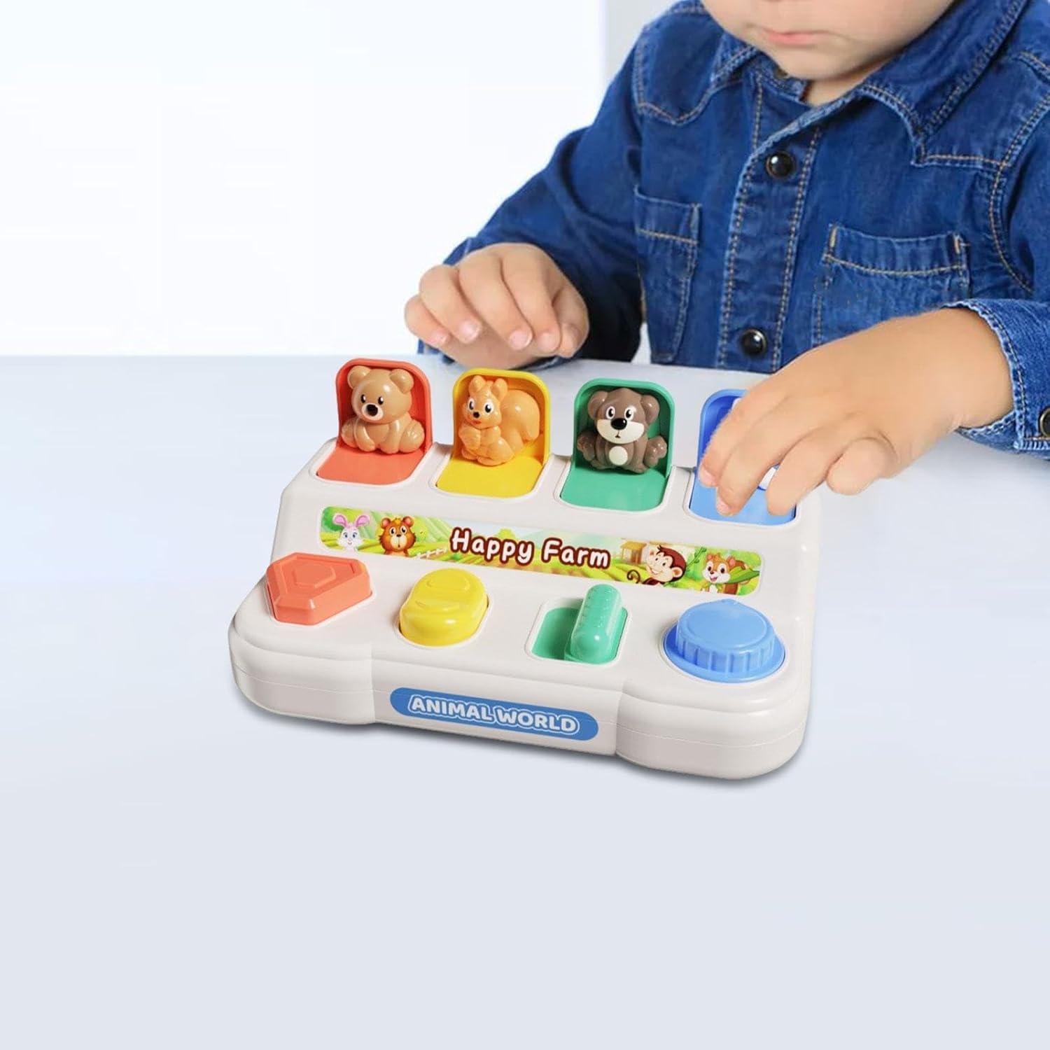 Fidtoy Montessori Pop Up Animal Activity Toy pour les tout-petits - Jouet d'apprentissage silencieux pour la motricité fine