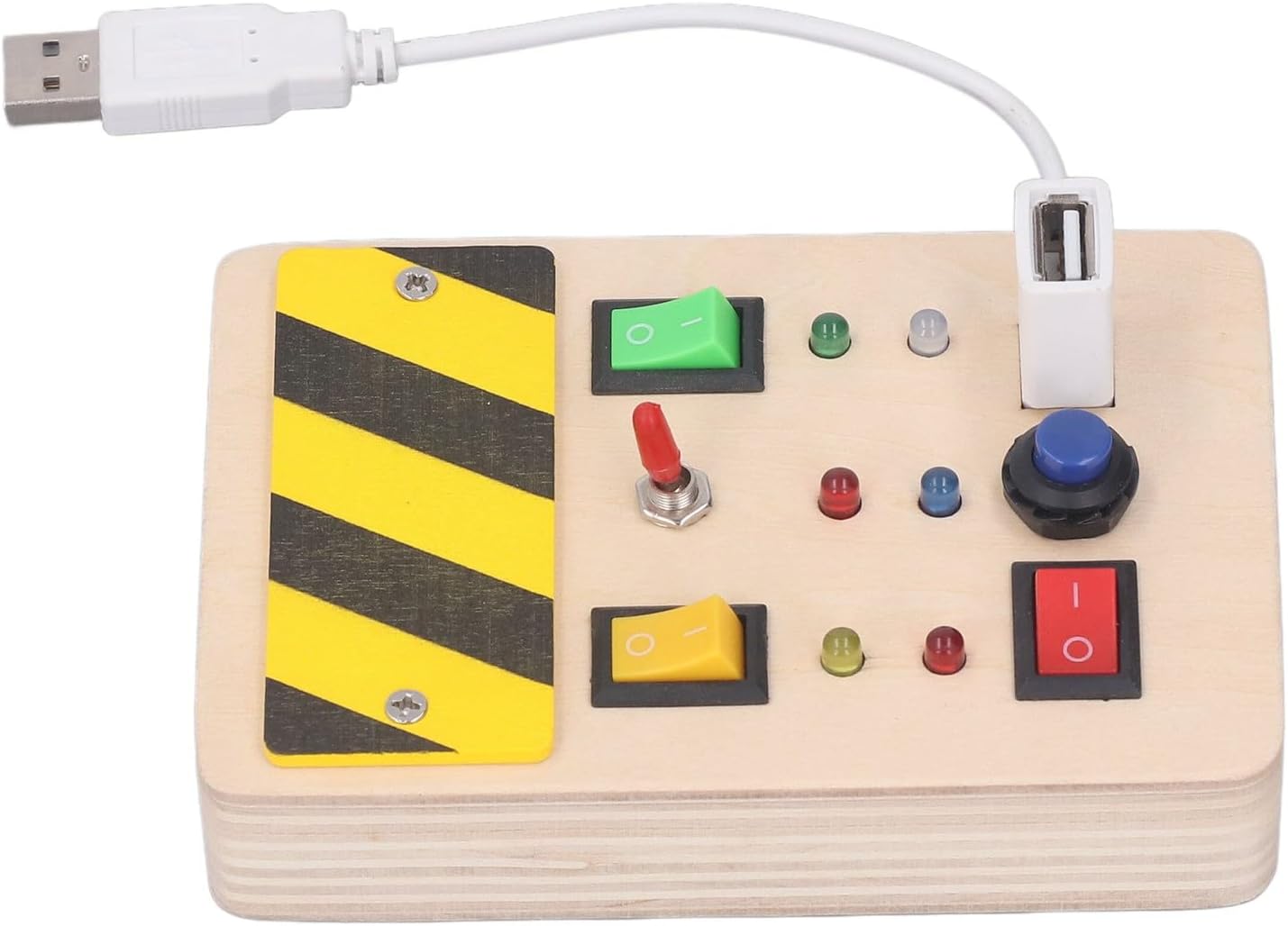 idtoy Tablero de Actividades LED Montessori para Niños Pequeños, Juguete Sensorial de Interruptores de Luz con Cables y Botones para Habilidades Motoras Finas, Juguete Silencioso de Viaje, Regalo