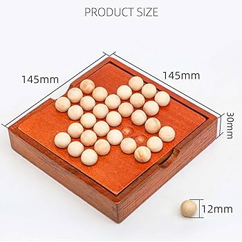 Fidtoy Juego de Solitario con Cuentas de Madera – Rompecabezas y Juego de Lógica para Niños