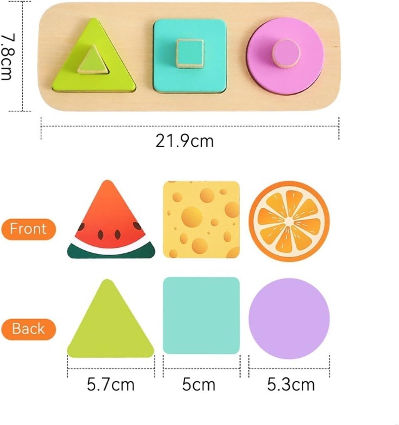 Fidtoy Wooden Shape Peg Puzzle Montessori Shape Sorting Toy for Kids Color Recognition Fine Motor Skills Early Learning Educational Toy Gift