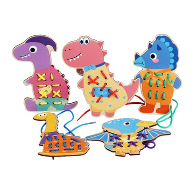 Tarjetas de ensartar para preescolares y niños Juguetes para habilidades motrices Tarjetas de costura de madera Estilo B