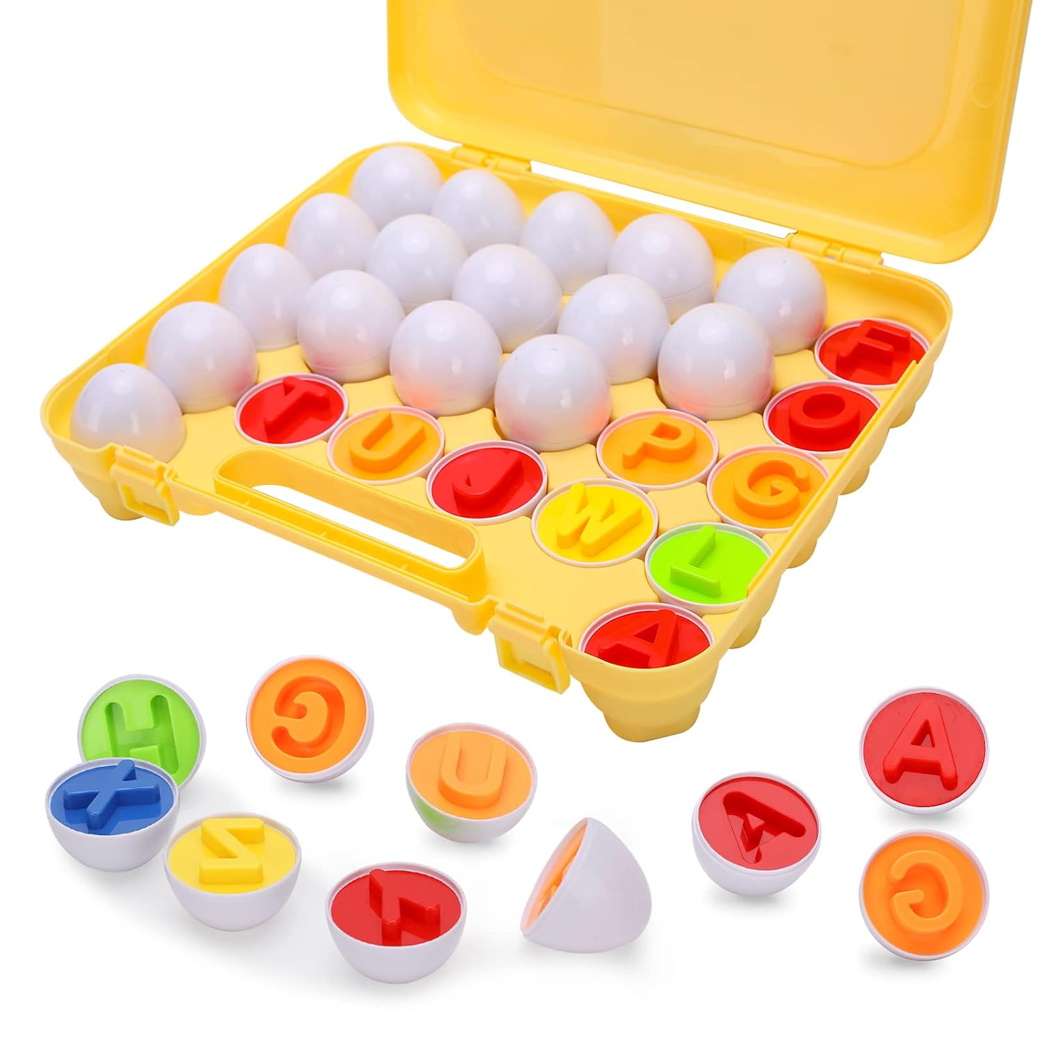 Huevos para emparejar Reconocimiento de colores y Abecedario 26 piezas