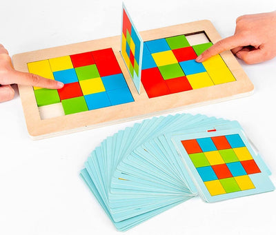 Jeu de combat Fidtoy avec Cube Rubik Coloré pour 2 joueurs, Puzzle en bois à motifs assortis