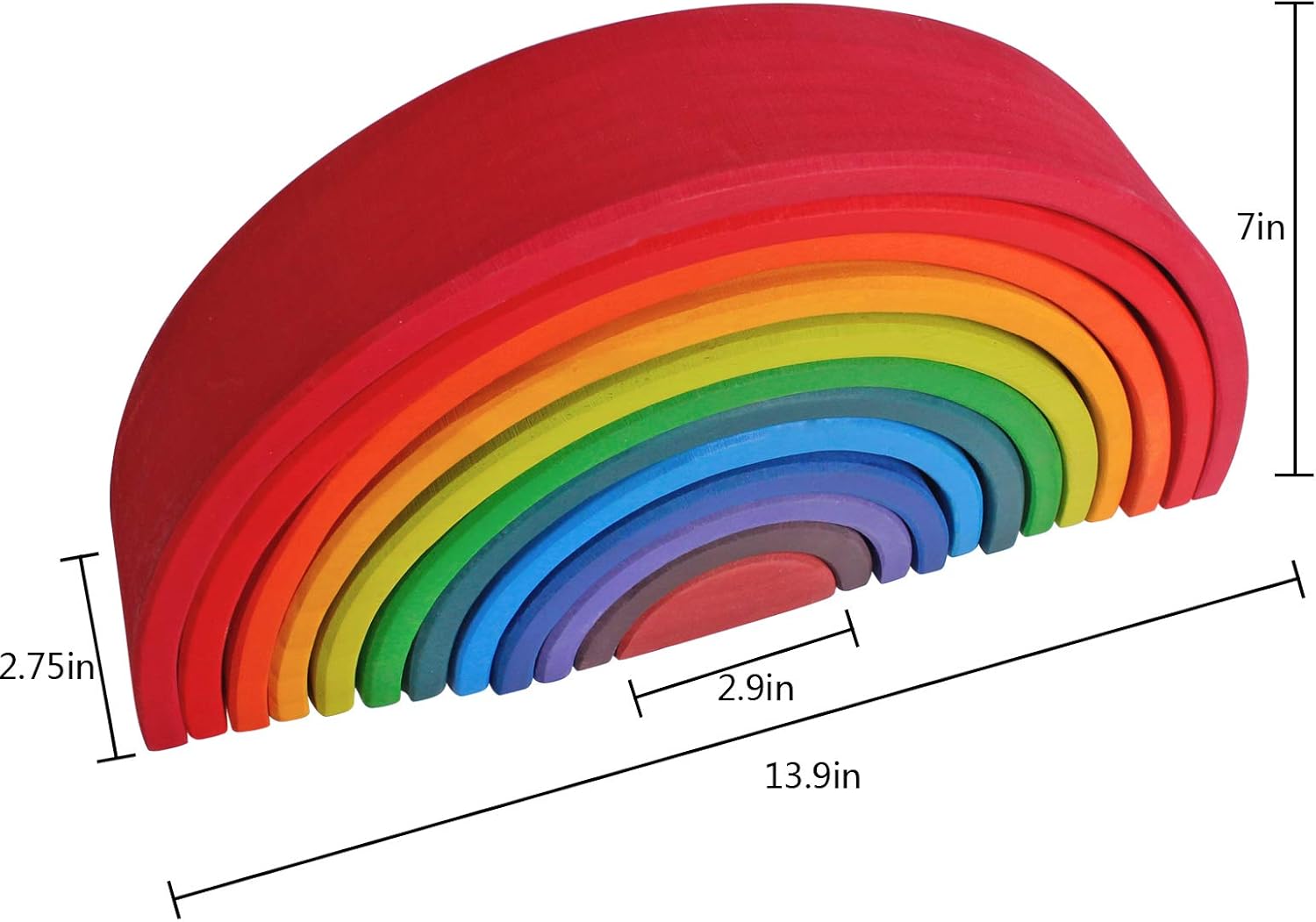 Fidtoy Rainbow Semi Circle Wooden Building Toy for Kids 3+