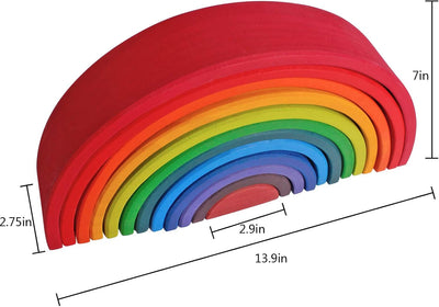 Fidtoy Rainbow Semi Circle Wooden Building Toy for Kids 3+