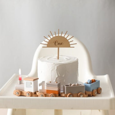 Fidtoy Wooden Birthday Train Toy with Number Blocks