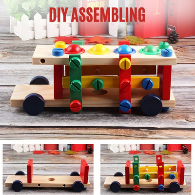 Fidtoy Kit de voiture en bois à remonter avec écrous et vis, jouet de construction pour enfants de 3 à 8 ans
