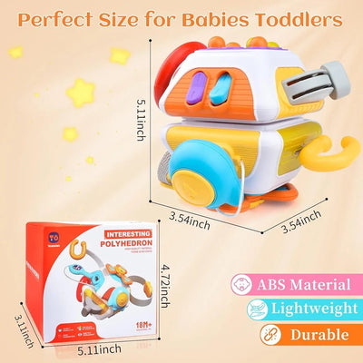 Fidtoy Cube d'activités Montessori 10 en 1, cube d'activités sensoriel en plastique avec 10 panneaux d'activités, jouets rotatifs, volant, clés à assortir et interrupteurs, pour les 6 mois et plus