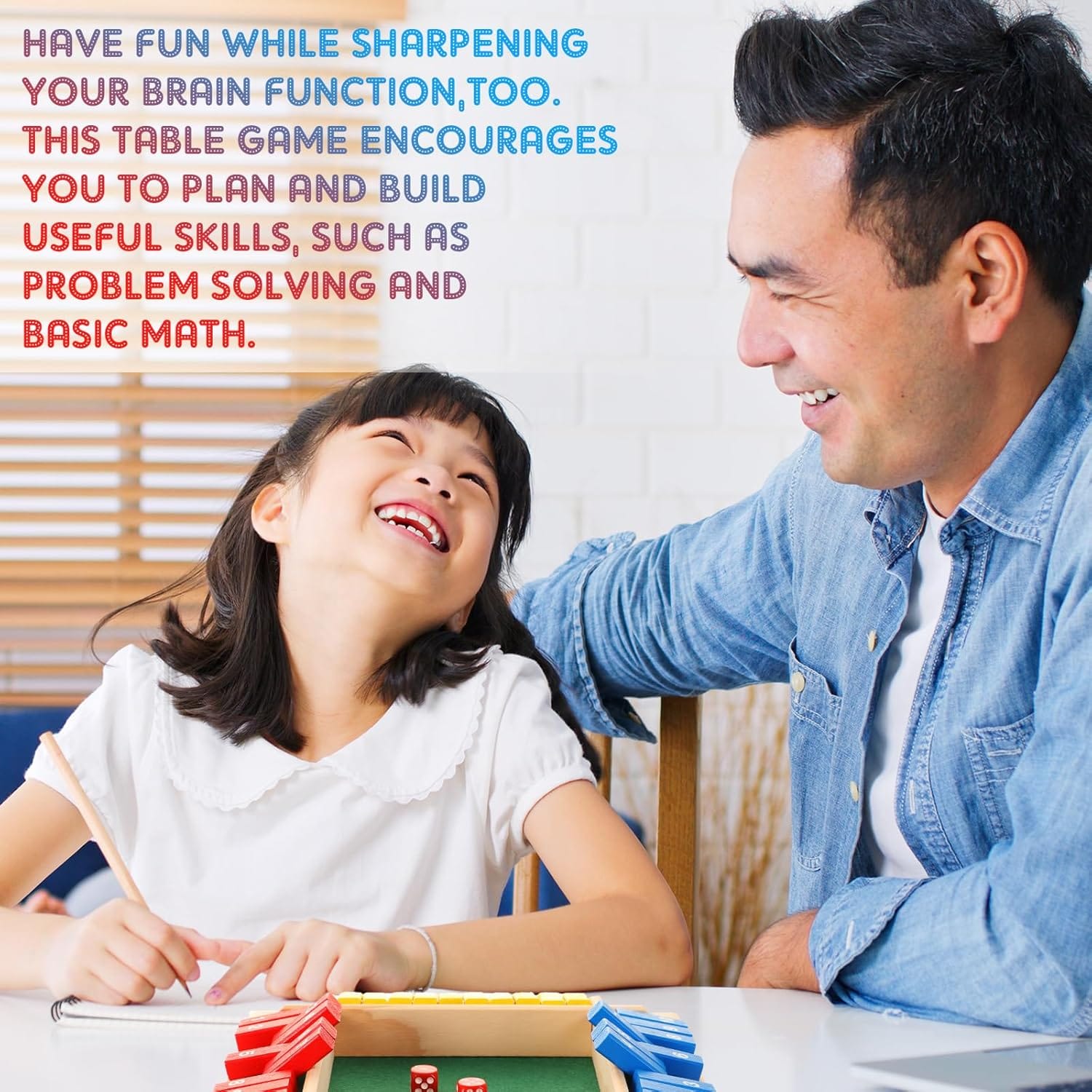 Fidtoy Colorful Wooden Dice Number Game for Family Montessori Math Board Game