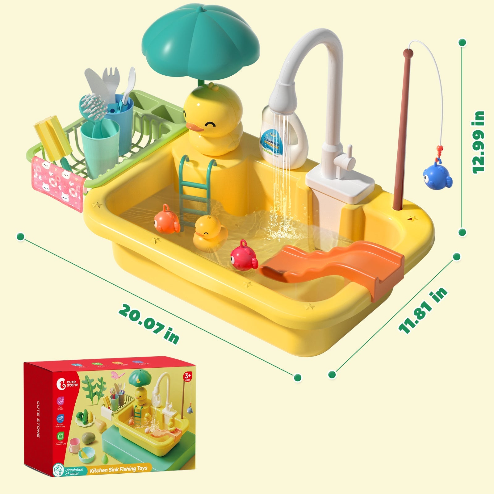 Fidtoy Kids Running Water Sink Toy Kitchen Playset
