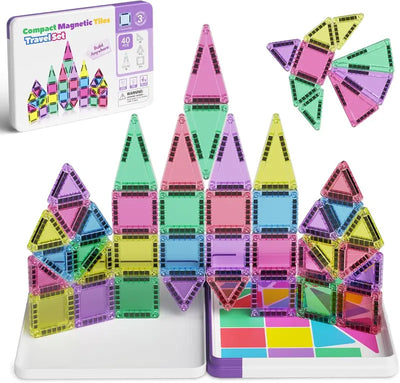 TravelTiles™ Mini Kit Magnético de Construcción - Mantiene a los Niños Entretenidos y Aprendiendo en Cualquier Lugar