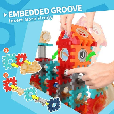 Fidtoy Pipeline Marble Ball Track Connecting Building Blocks 125pcs STEM Marble Run Construction Toy for Kids Ages 3+