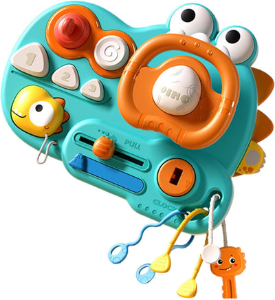 Tabla sensorial para niños, tabla Fidget de dinosaurios para niños, herramientas educativas de aprendizaje temprano, juegos de desarrollo de habilidades motoras finas para el hogar, viajes, jardín de infancia y guardería