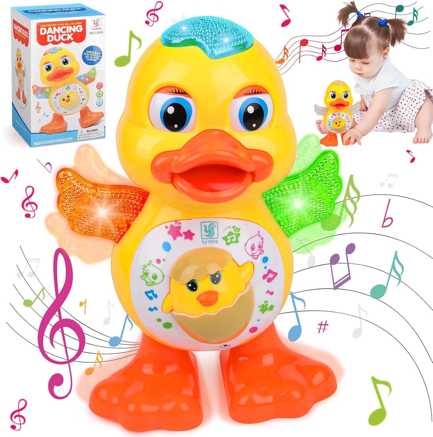 Jouet Canard Musical Dansant Fidtoy avec Lumières et Musique – Jouet Canard Interactif et Mobile pour Tout-petits et Enfants