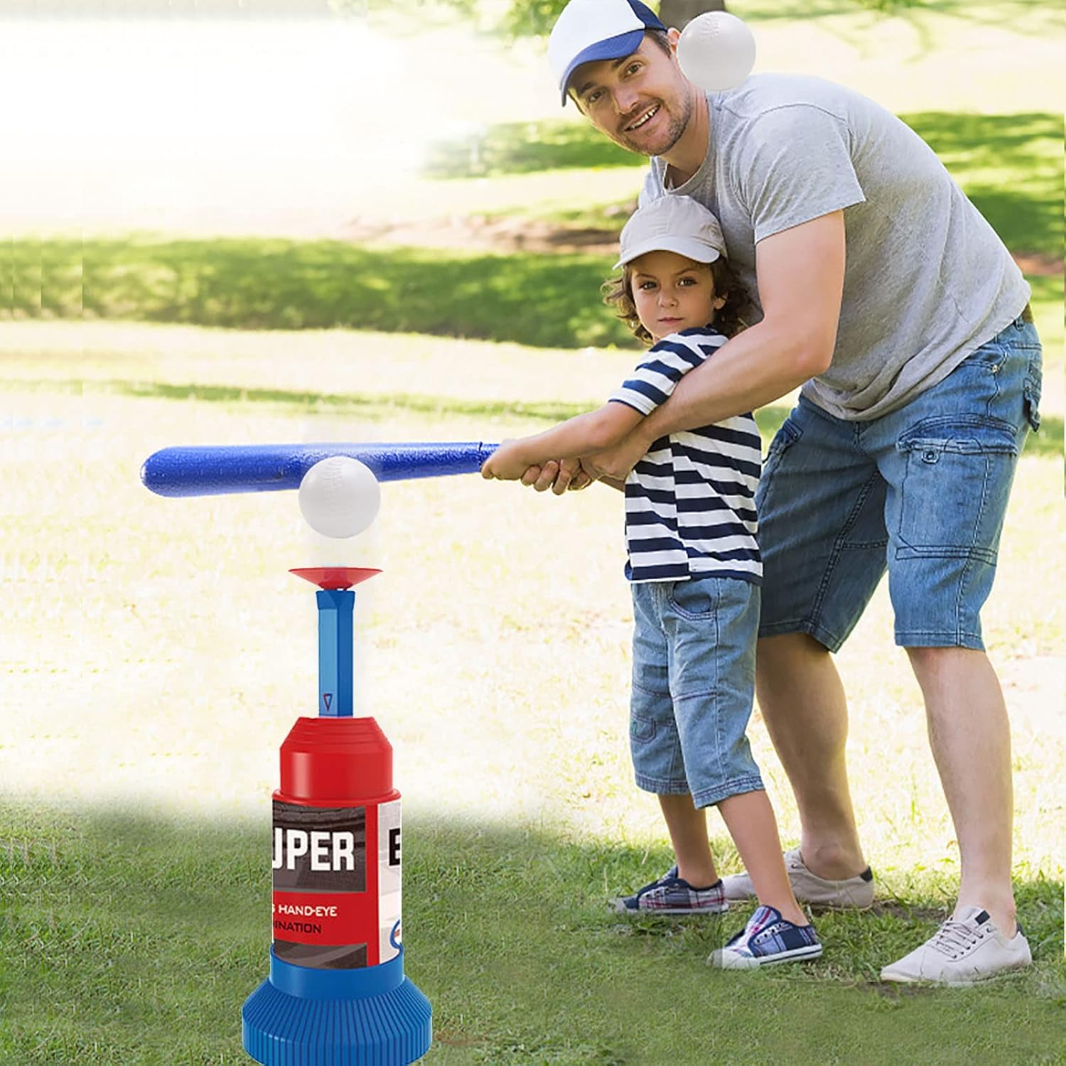 Fidtoy Baseball Sports Play Set pour enfants – Ensemble de jouets de baseball T-Ball pour débutants avec lanceur, batte et balles de baseball souples pour l'entraînement en extérieur