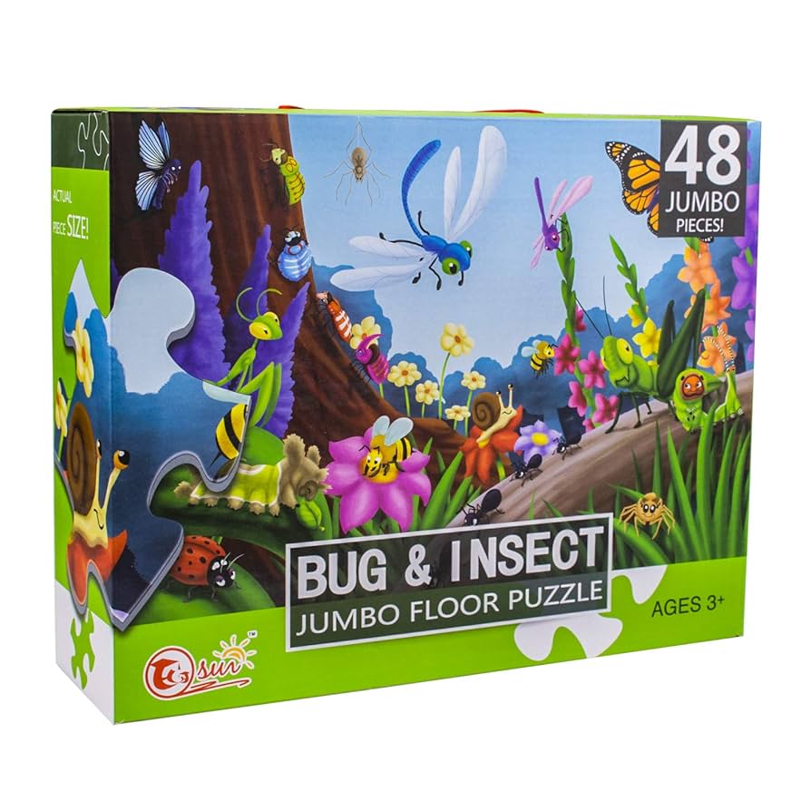 Rompecabezas de piso de insectos y bichos gigantes de Fidtoy para niños