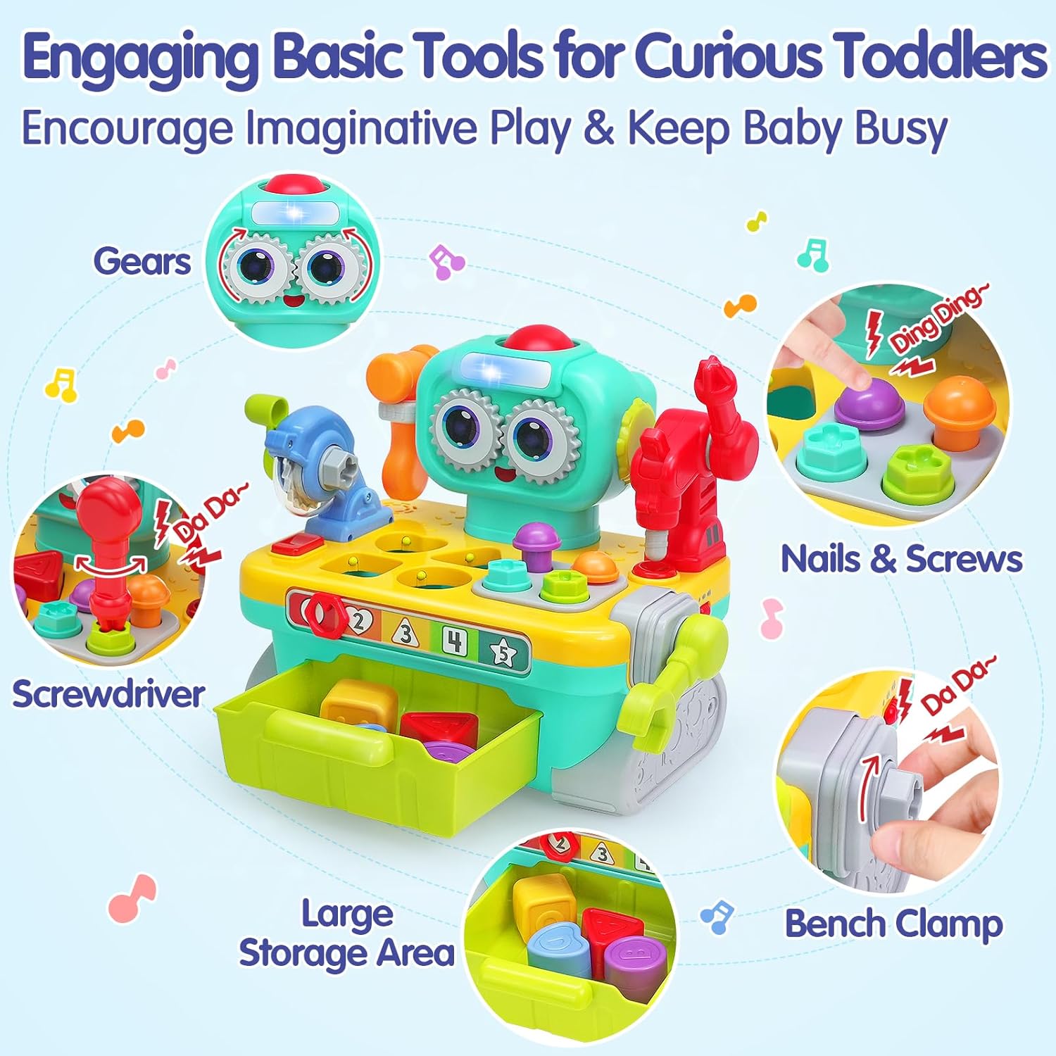 Fidtoy Robot Établi Jeu d'Outils pour Tout-petits Jouet Éducatif