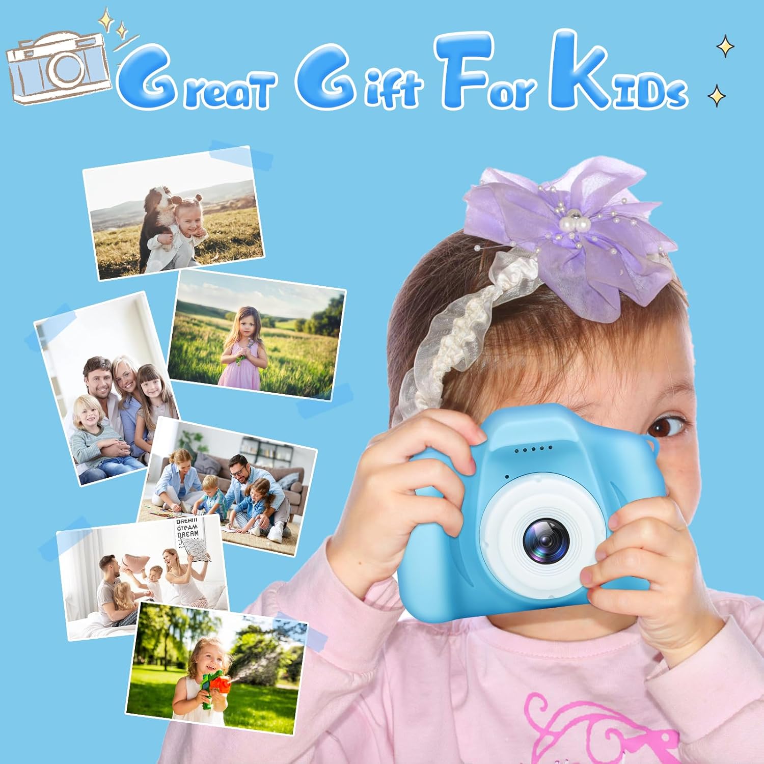 Fidtoy Kids Digital Camera 48MP 1080P Toddler Mini Camera with 32GB Card