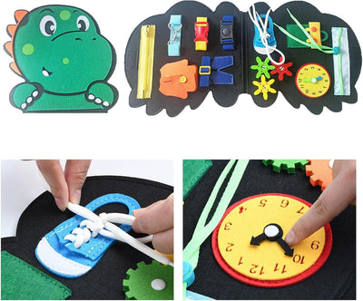 Felt Quiet Book - Felt Dinosaur Preschool Busy Book for Toddlers | Preschool Learning Activity Folder for Toddlers and Fiaoen Toy Book