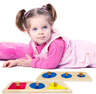 LEADER JOY Montessori Materials Geometric Insets Puzzles Toddler Preschool Toys
