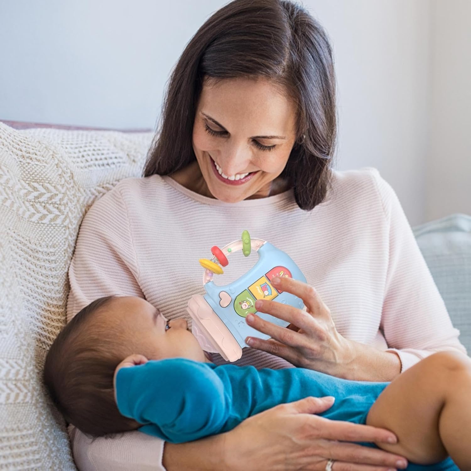 Fidtoy Biberon Musical Lumineux et Anneau de Dentition en Silicone pour Bébé