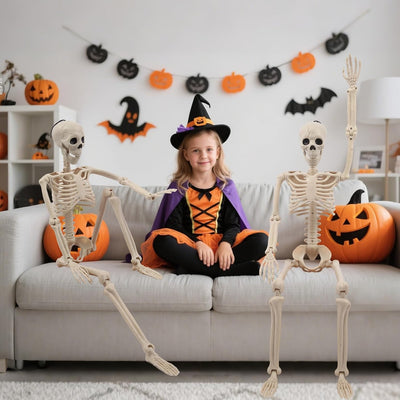 Fidtoy Posable Halloween Skeleton Decorations Set of 2