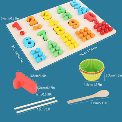 Wooden Board Beads Game - Safe Color Coding Puzzle | Montessori Wooden Toys, Brain Training Clip Beads, Chopsticks Beads Toys, Early Educational Puzzles for Christmas, Birthday Party Gift Generic