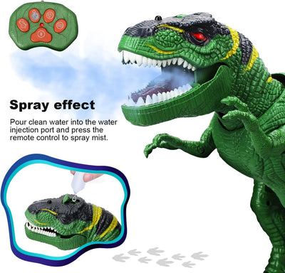Fidtoy Remote Control T-Rex Dinosaur Toy with Mist Spray for Kids