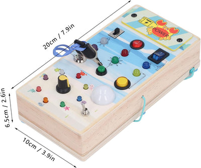 Fidtoy Montessori Tablero Ocupado con Interruptor de Luz LED Tablero Sensorial de Doble Cara Laberinto Magnético Juguete Educativo de Habilidades Motoras Finas Juguete de Viaje Silencioso Regalo