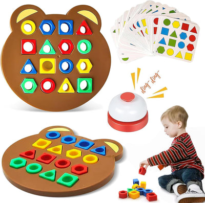 Fidtoy Jeu de société en bois pour enfants avec reconnaissance des couleurs et des formes