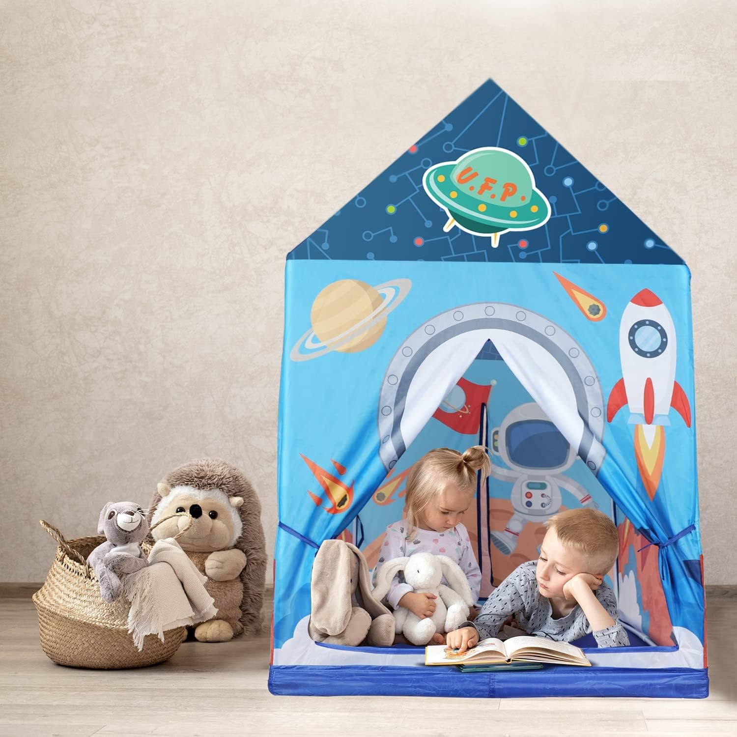 Fidtoy Tienda de juegos espacial para niños, casita de juegos interior, escondite