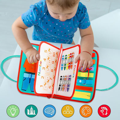 Fidtoy Interactive Busy Bag para niños pequeños - Juguete de aprendizaje sensorial Montessori para mayores de 3 años