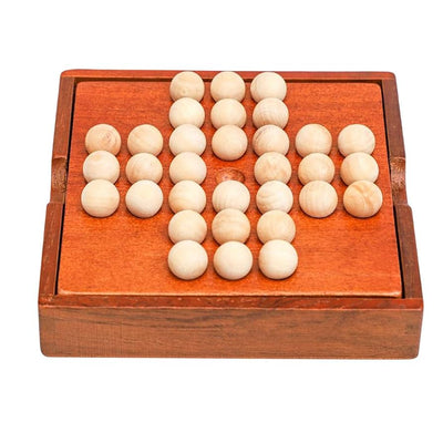 Fidtoy Juego de Solitario con Cuentas de Madera – Rompecabezas y Juego de Lógica para Niños