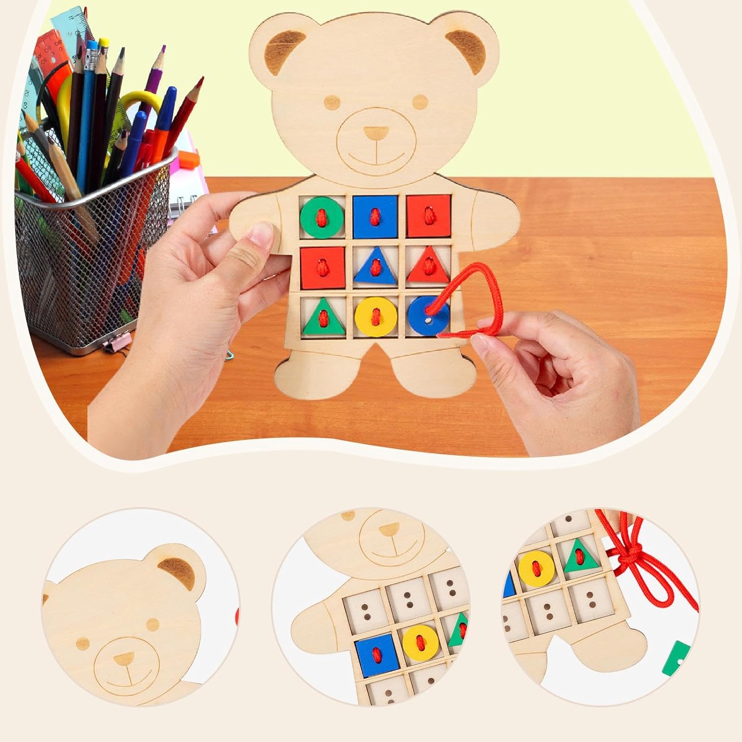Esquirla Juego de Ensamblaje de Tarjetas para el Desarrollo Infantil - Juego de Combinación de Hilos - Juguete Educativo para Habilidades Motoras - Juguete de