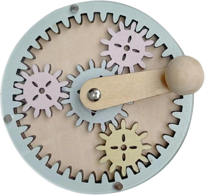 Kids Busy Board Wooden Gear Toy for 2-3 Year Old Children Gear Toy with Manual Crank