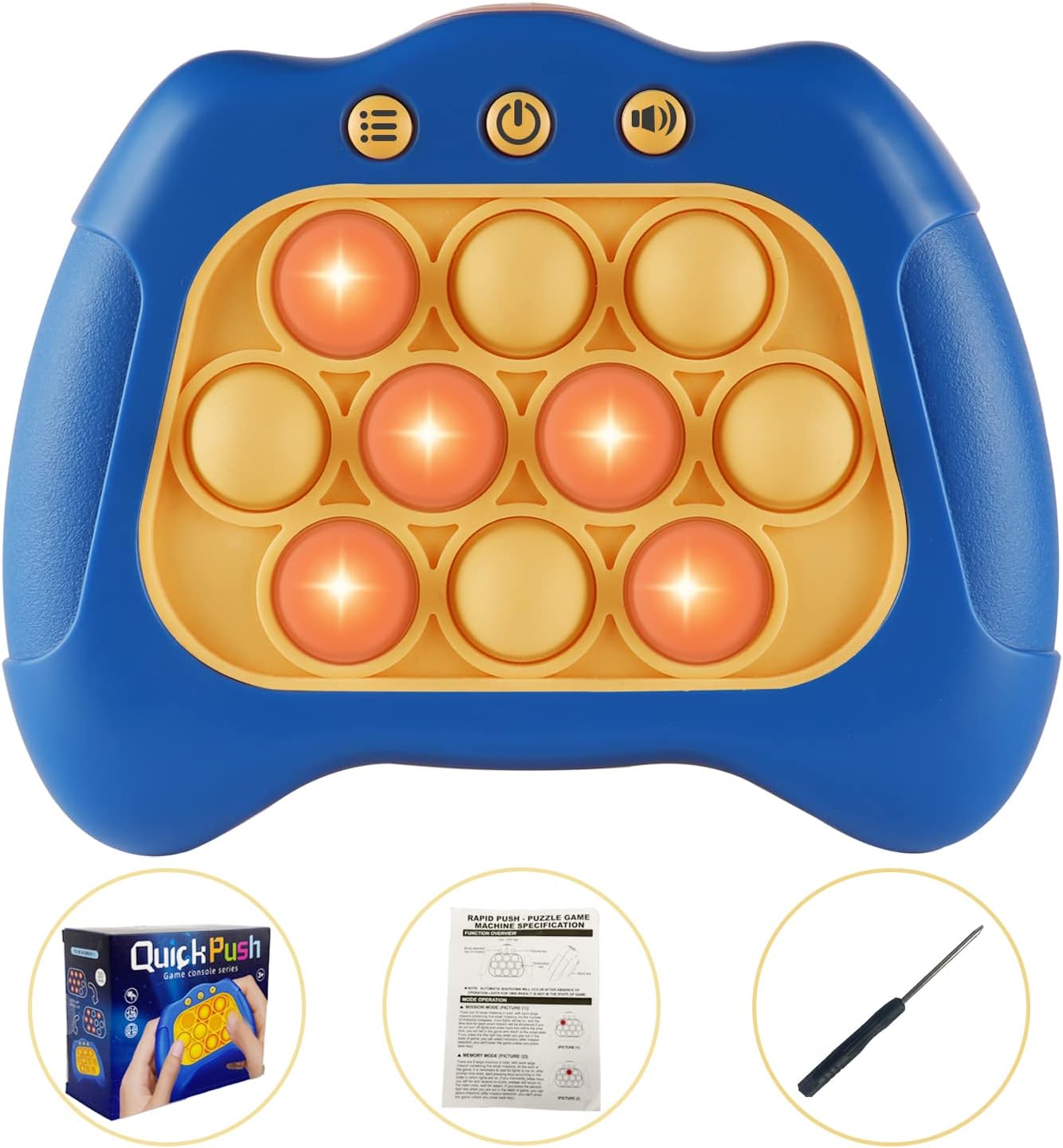 Consola de juegos Fidtoy Pop It – Juguete sensorial portátil con luces para niños de 3+ años