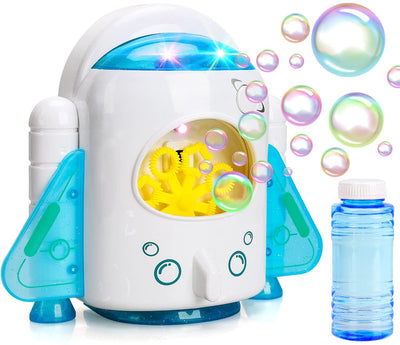 Máquina de burbujas cohete Fidtoy para niños con música y luces