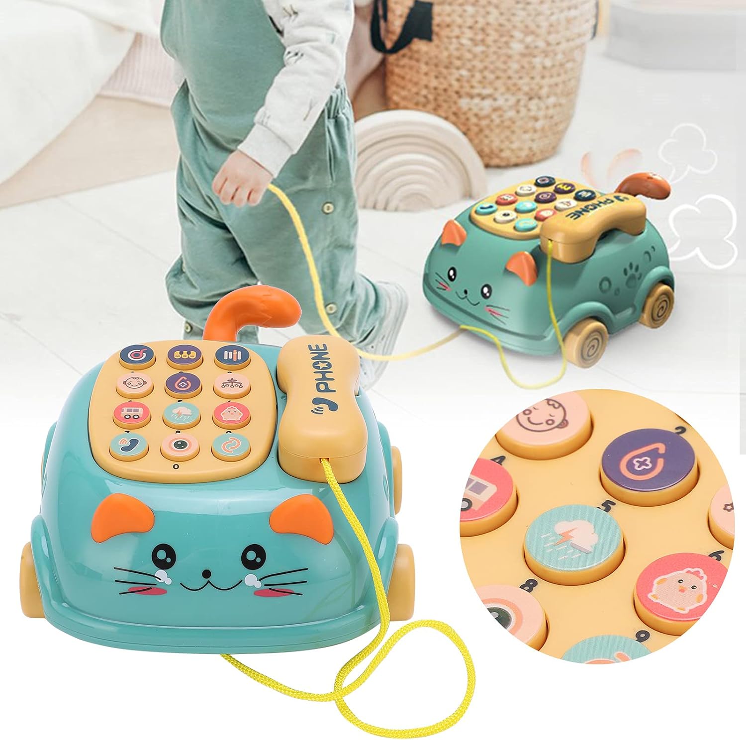 Fidtoy Téléphone Portable Interactif pour Tout-Petits, Jouet d'Apprentissage avec Sons et Jeu d'Imitation