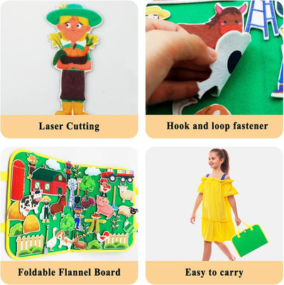 Craftstory Travel Felt Board for Toddlers Farm Animals Toys Preschool Learning Activities 37 Pieces Sensory Toys Barnyard Stories for Classroom Arts and Crafts Supplies