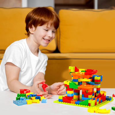 Fidtoy Slideway Building Blocks 206 PCS – Marble Run Construction Toy for Kids 6+