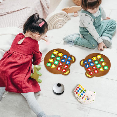 Fidtoy Jeu de société en bois pour enfants avec reconnaissance des couleurs et des formes