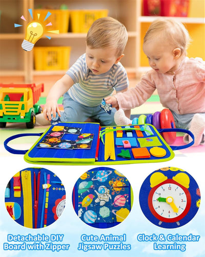Fidtoy Tablero de Actividades 8 en 1 – Juguete Educativo con Forma de Bolso para Niños Pequeños de 2+ Años
