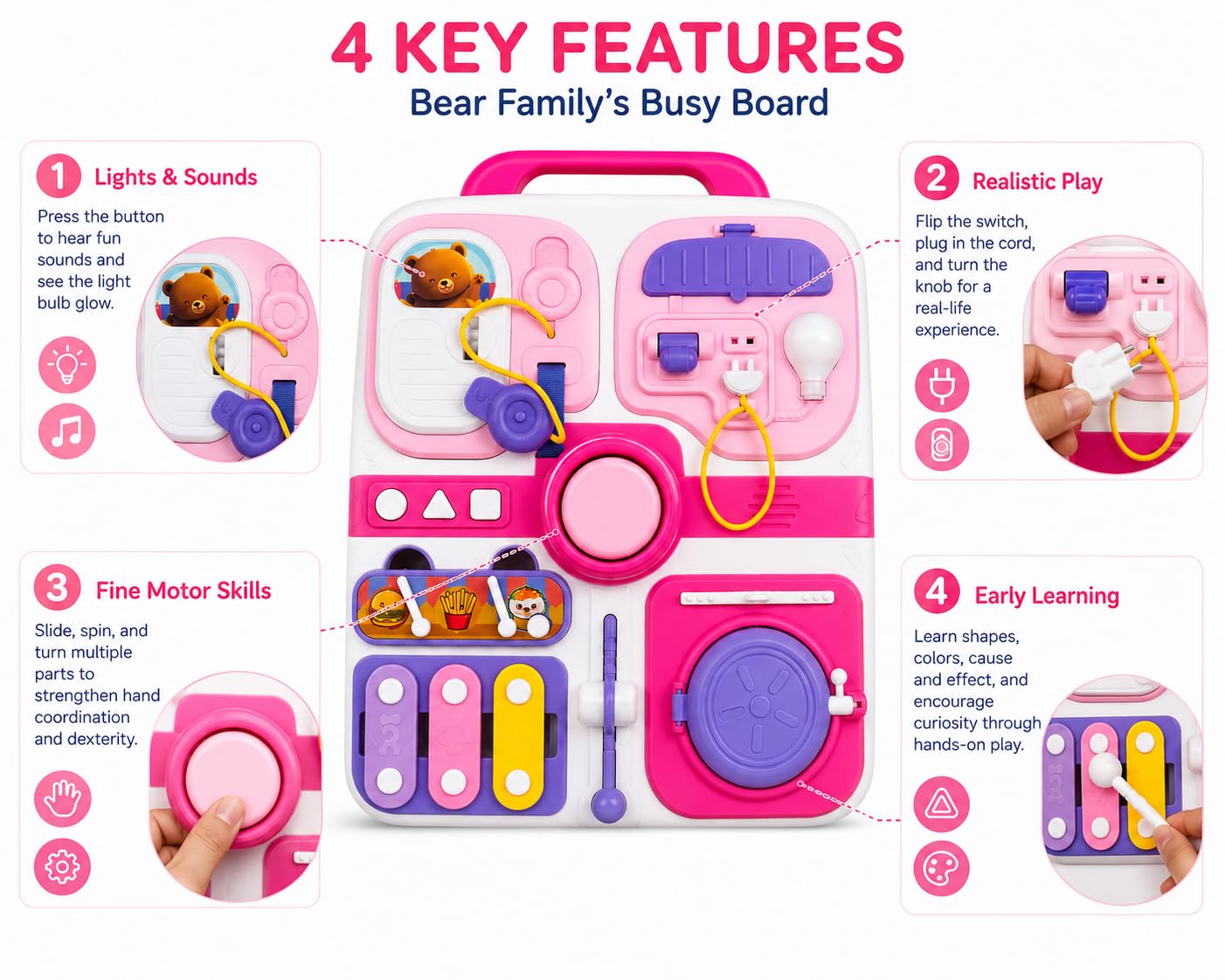 Tablero de actividades para niños pequeños Multi-funcional Oso Cognitivo - 308