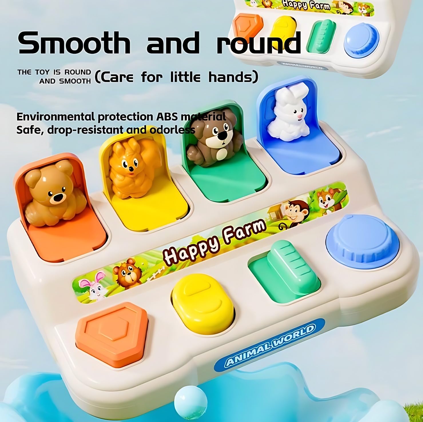 Fidtoy Montessori Pop Up Animal Activity Toy pour les tout-petits - Jouet d'apprentissage silencieux pour la motricité fine