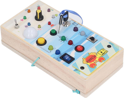 Fidtoy Montessori Tablero Ocupado con Interruptor de Luz LED Tablero Sensorial de Doble Cara Laberinto Magnético Juguete Educativo de Habilidades Motoras Finas Juguete de Viaje Silencioso Regalo