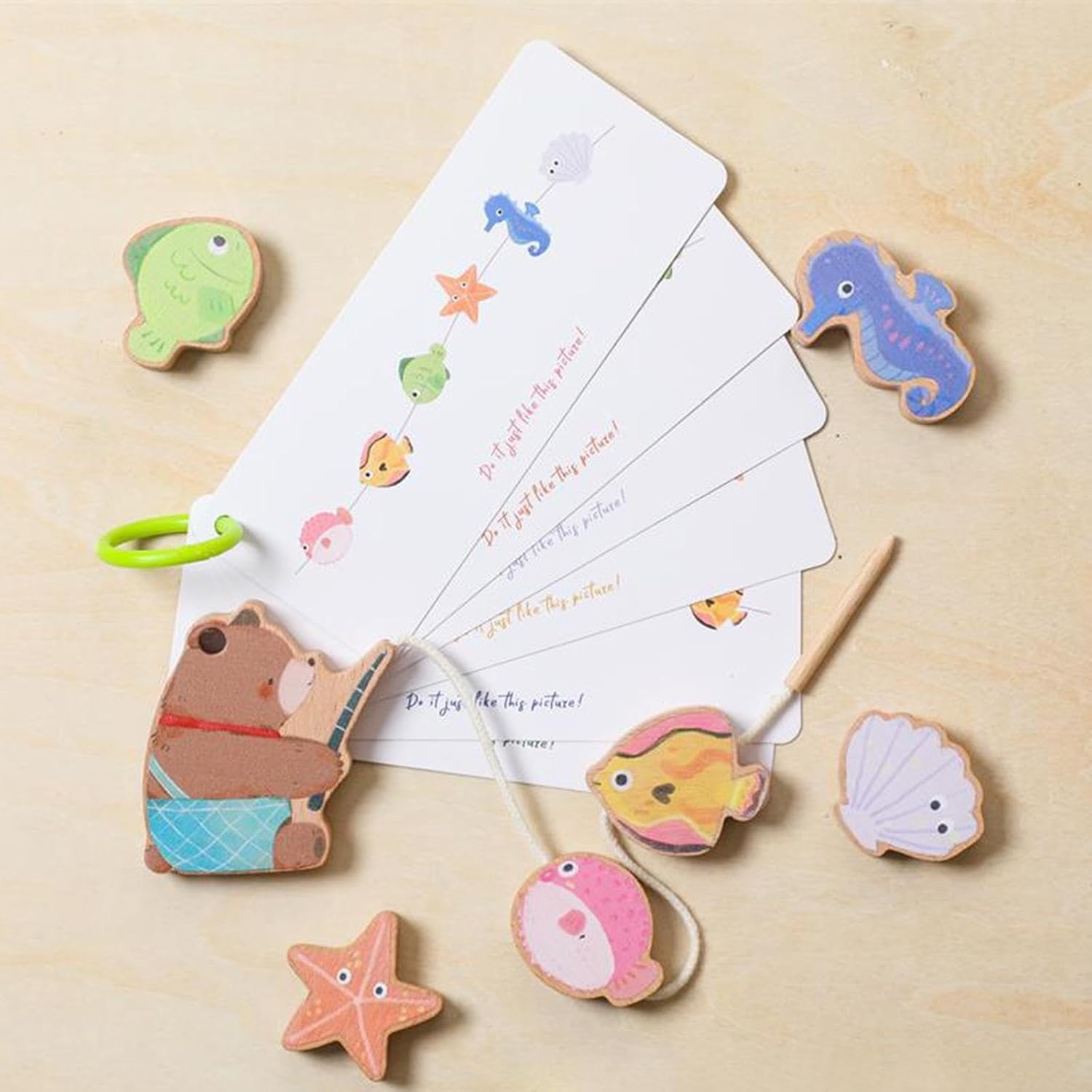 predolo Jouet en bois à lacer, Cadeaux pour la motricité fine, Enfants, Tout-petits, Apprentissage de la concentration, Jouet éducatif préscolaire, Jouets à enfiler