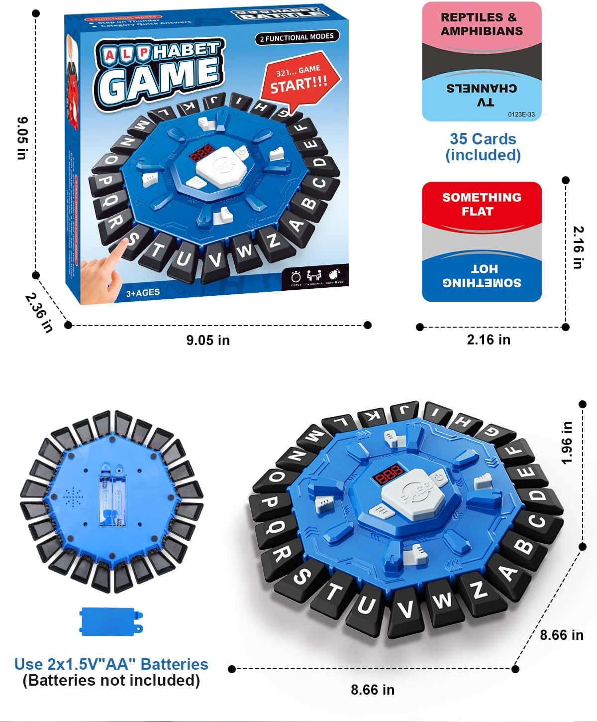 Jeu de société de mots rapide Fidtoy pour enfants et adultes, jeu de lettres de catégorie de 10 secondes avec minuteur LCD, jeu de fête de vocabulaire familial pour 2 à 8 joueurs