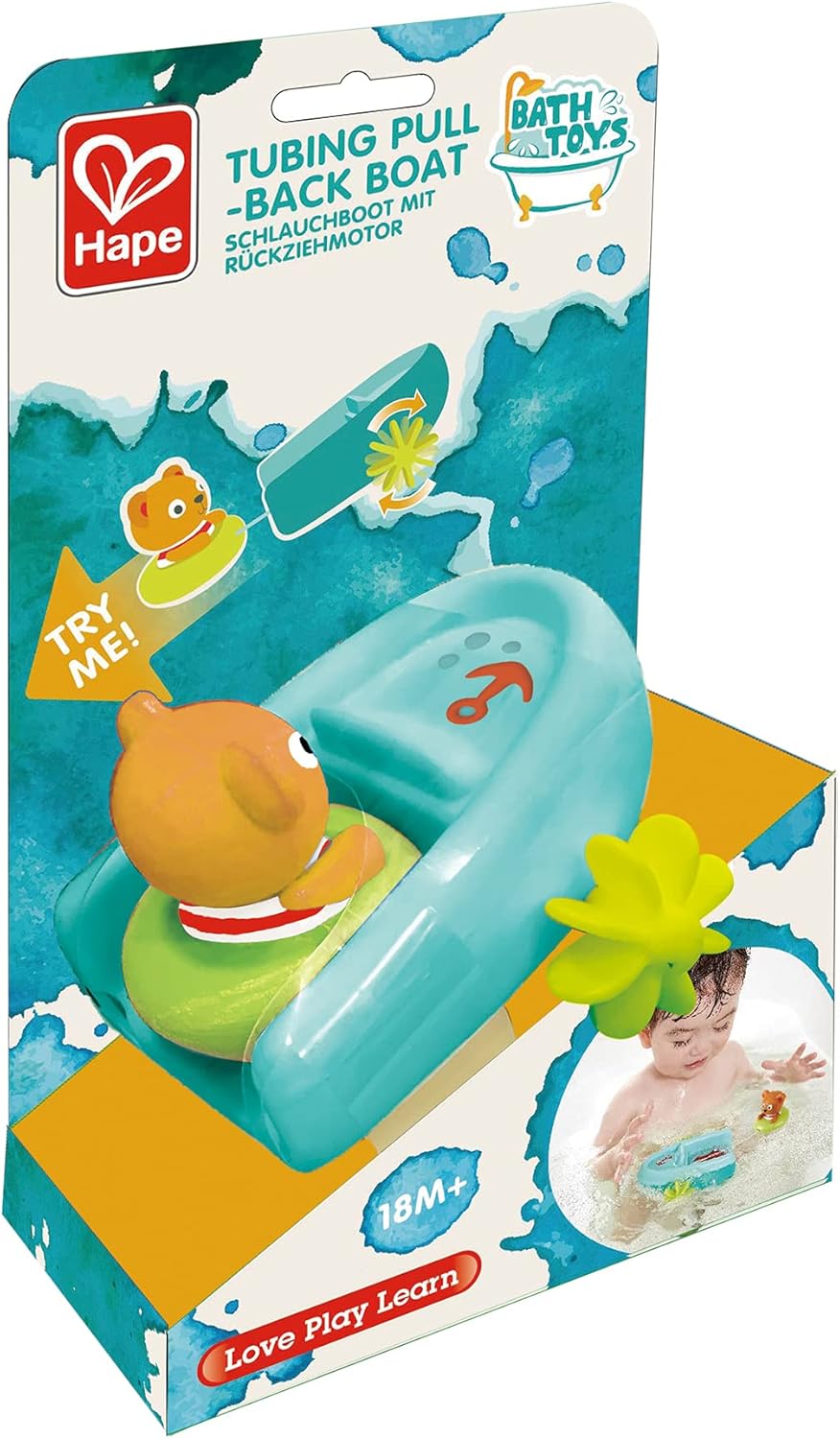 Fidtoy Bateau de Bain Rétrofriction Ours en Peluche pour Tout-Petits Jeu d'Eau