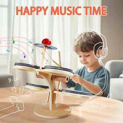 Fidtoy Ensemble d'instruments de percussion en bois pour enfants - Xylophone, Tambour, Cymbale