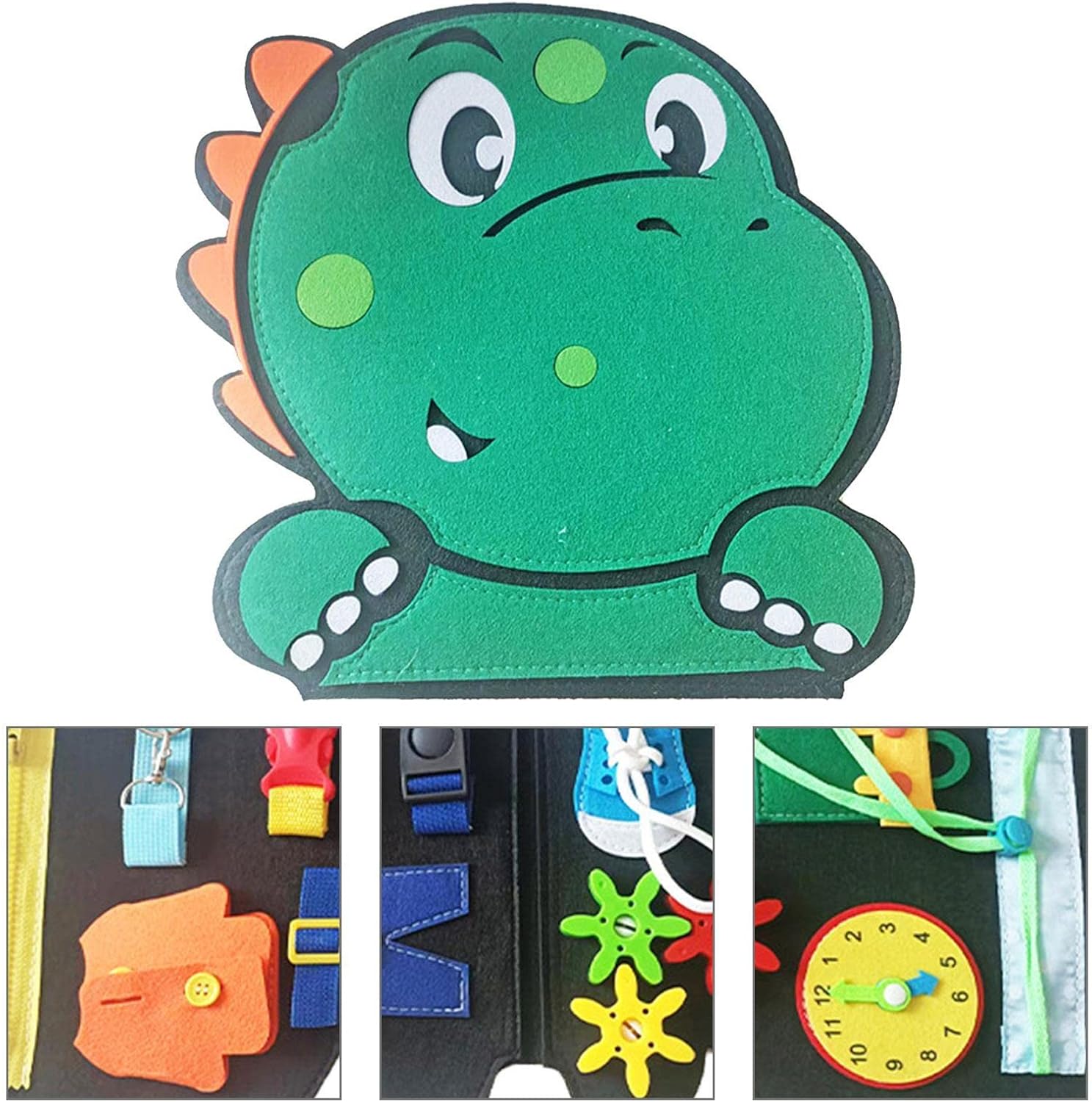 Felt Quiet Book - Felt Dinosaur Preschool Busy Book for Toddlers | Preschool Learning Activity Folder for Toddlers and Fiaoen Toy Book